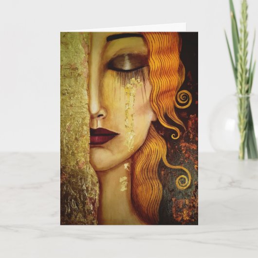 Verlate Verjaardag Gouden Dame Kaart (Voorkant)