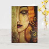 Verlate Verjaardag Gouden Dame Kaart (Gele Bloem)