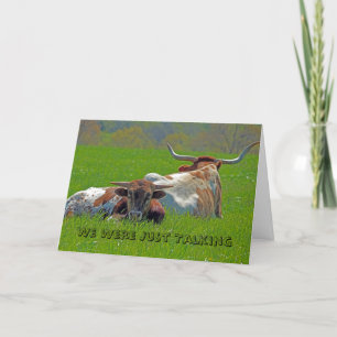 Verlate verjaardag Kaart Longhorns in een veld