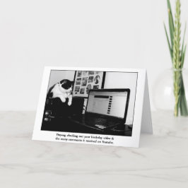 Verlate verjaardag Kaart met kat kijken naar YouTu