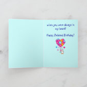 Verlate verjaardag met zoete pinguïn en ballonnen kaart (Binnen)