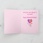 Verlate verjaardag met zoete pinguïn en ballonnen kaart (Binnen)