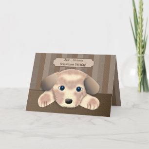 Verlate verjaardag, trieste maar Schattige puppy Kaart