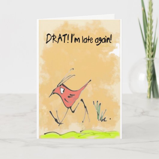 Verlate verjaardagsvogel kaart (Voorkant)