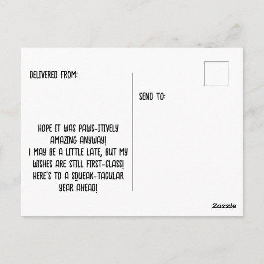 Verlate verjaardagswensen met een Schattigee rat Briefkaart (Achterkant)