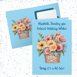 Verlate verjaardagswensen naam blauw kaart