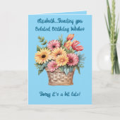 Verlate verjaardagswensen naam blauw kaart (Voorkant)