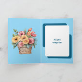 Verlate verjaardagswensen naam blauw kaart (Binnen)