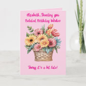 Verlate verjaardagswensen naam roze kaart (Voorkant)