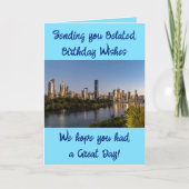 Verlate verjaardagswensen toevoegen foto blauw kaart (Voorkant)