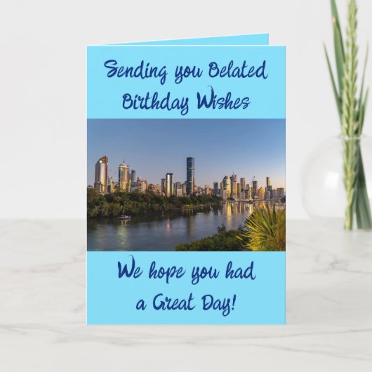 Verlate verjaardagswensen toevoegen foto blauw kaart (Voorkant)