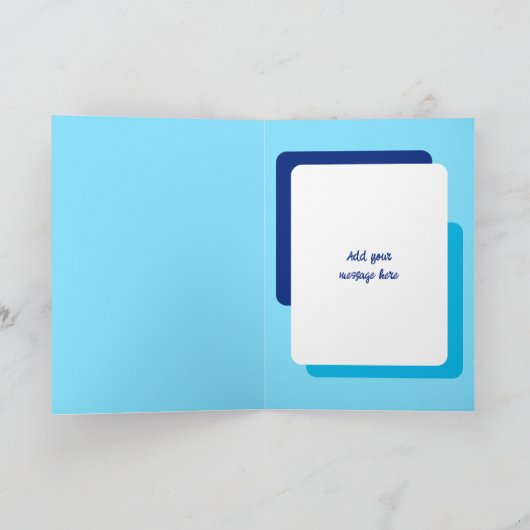 Verlate verjaardagswensen toevoegen foto blauw kaart (Binnen)