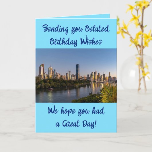 Verlate verjaardagswensen toevoegen foto blauw kaart (Gele Bloem)