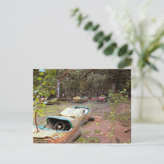 Verlaten Amusement Park Tsjernobyl Briefkaart (Staand voorkant)