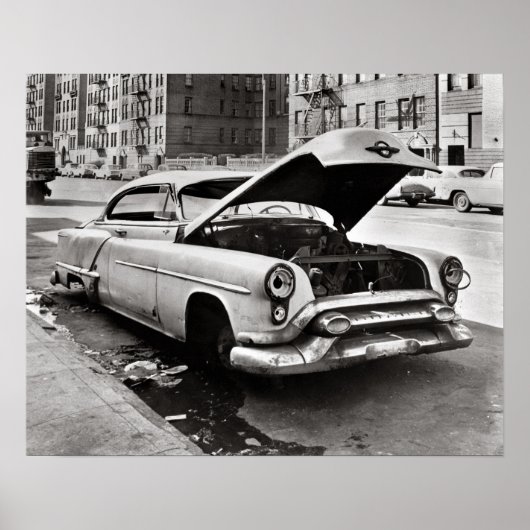 Verlaten auto, 1964. Oude foto Poster (Voorkant)