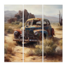 Verlaten auto in de woestijn