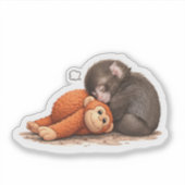 Verlaten babysabaapje met troostpop surrogaatpop sticker (Voorkant)