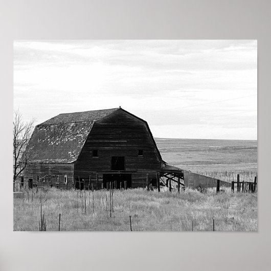 Verlaten Barn Black en White Poster (Voorkant)