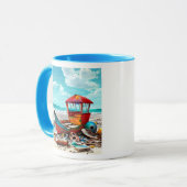 Verlaten Beach Boat Wreckage AI genereerde kunst Mok (Voorkant links)