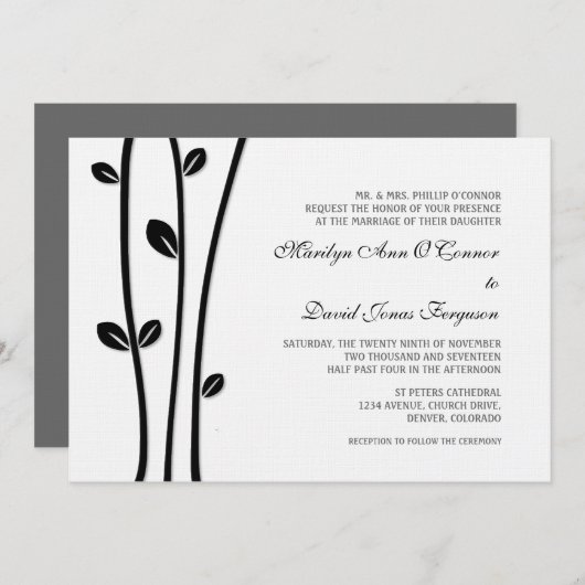 Verlaten Black Branches Wedding Kaart (Voorkant / Achterkant)