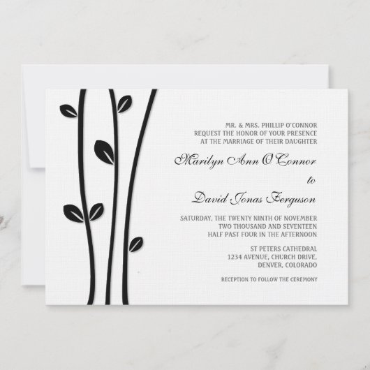 Verlaten Black Branches Wedding Kaart (Voorkant)