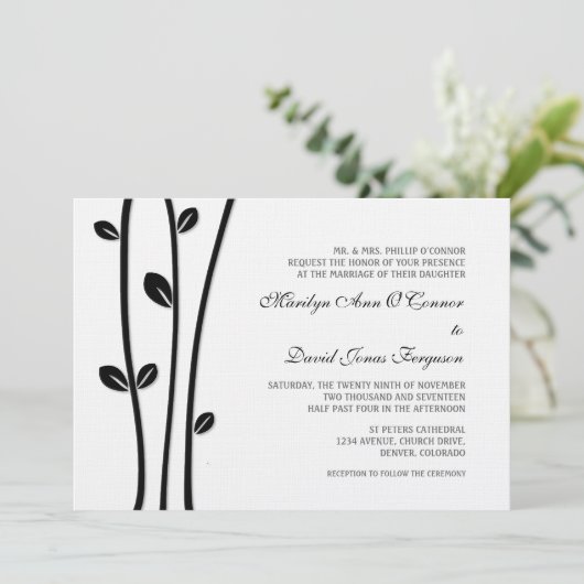 Verlaten Black Branches Wedding Kaart (Staand voorkant)