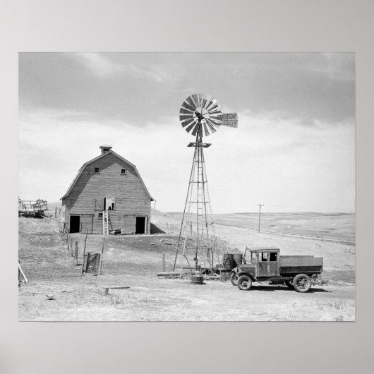 Verlaten boerderij, 1936. Oude foto Poster (Voorkant)