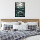 Verlaten boot in Stormy Waters Ocean Art Canvas Afdruk (Insitu (Slaapkamer))