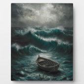 Verlaten boot in Stormy Waters Ocean Art Fotoplaat (Voorkant)