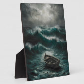 Verlaten boot in Stormy Waters Ocean Art Fotoplaat (Zijkant)