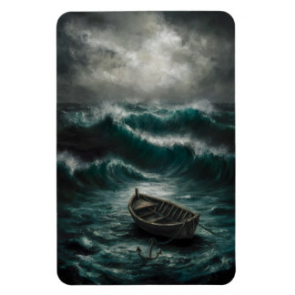 Verlaten boot in Stormy Waters Ocean Art Magneet