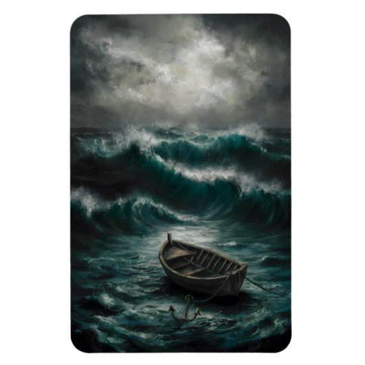 Verlaten boot in Stormy Waters Ocean Art Magneet (Verticaal)