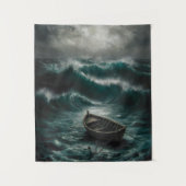 Verlaten boot in Stormy Waters Ocean Art Wandkleed (Voorkant)