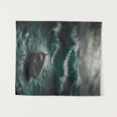 Verlaten boot in Stormy Waters Ocean Art Wandkleed (Voorkant (horizontaal))