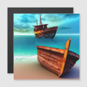 Verlaten boten op een verlaten strand (Voorkant / Achterkant)