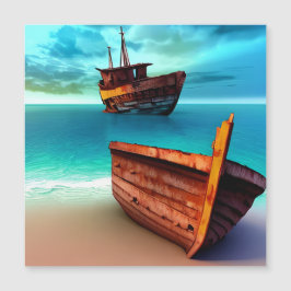 Verlaten boten op een verlaten strand