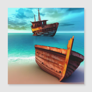 Verlaten boten op een verlaten strand