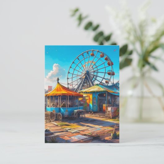 Verlaten Carnaval Leeg reuzenrad en ritten Briefkaart (Staand voorkant)