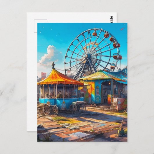 Verlaten Carnaval Leeg reuzenrad en ritten Briefkaart (Voorkant / Achterkant)