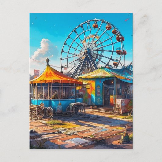 Verlaten Carnaval Leeg reuzenrad en ritten Briefkaart (Voorkant)