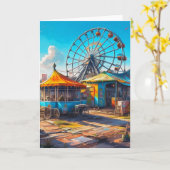 Verlaten Carnaval Leeg reuzenrad en ritten Kaart (Gele Bloem)