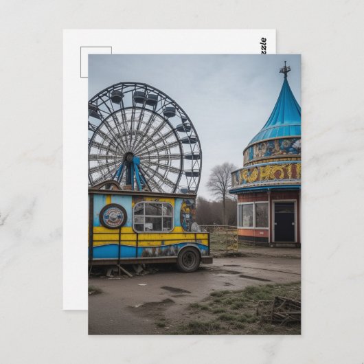 Verlaten Carnaval Leeg reuzenrad en tent Briefkaart (Voorkant / Achterkant)