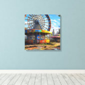 Verlaten carnaval reuzenrad Ai art Canvas Afdruk (Insitu (Houten vloer))