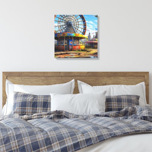 Verlaten carnaval reuzenrad Ai art Canvas Afdruk (Insitu (Slaapkamer))