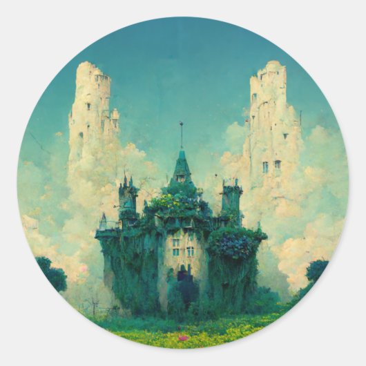 Verlaten Chateau Fantasy Sci-Fi Ronde Sticker (Voorkant)