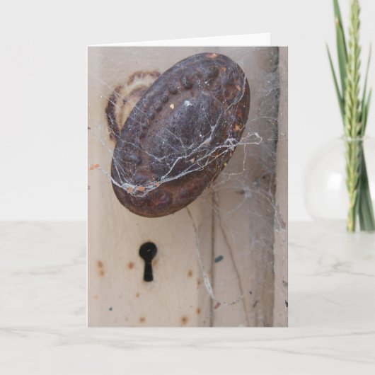 Verlaten deur met spinnenweb kaart (Voorkant)