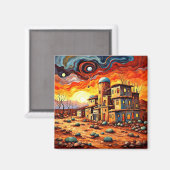 Verlaten dorp bij zonsondergang magneet (Voorkant / Achterkant)