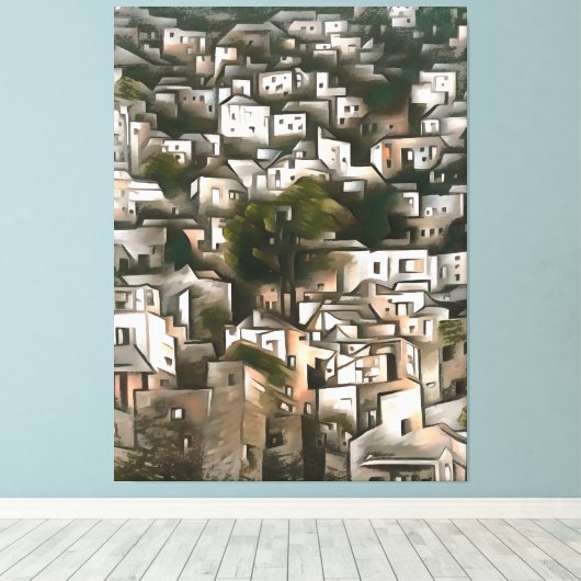 Verlaten dorp van het Kayakoy Fethiye-landschapsku Canvas Afdruk (Insitu (Houten vloer))