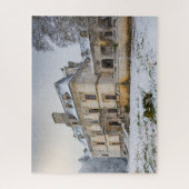 Verlaten Fantasy Frans Chateau met Winter Sneeuw Legpuzzel (Verticaal)