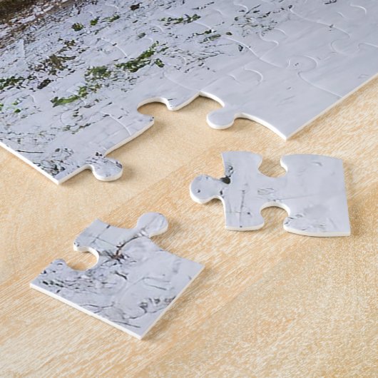 Verlaten Fantasy Frans Chateau met Winter Sneeuw Legpuzzel (Zijkant)